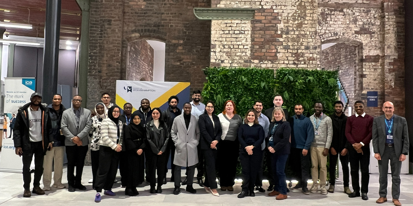 A group of Civil Engineering graduates photographed at Springfield Campus.