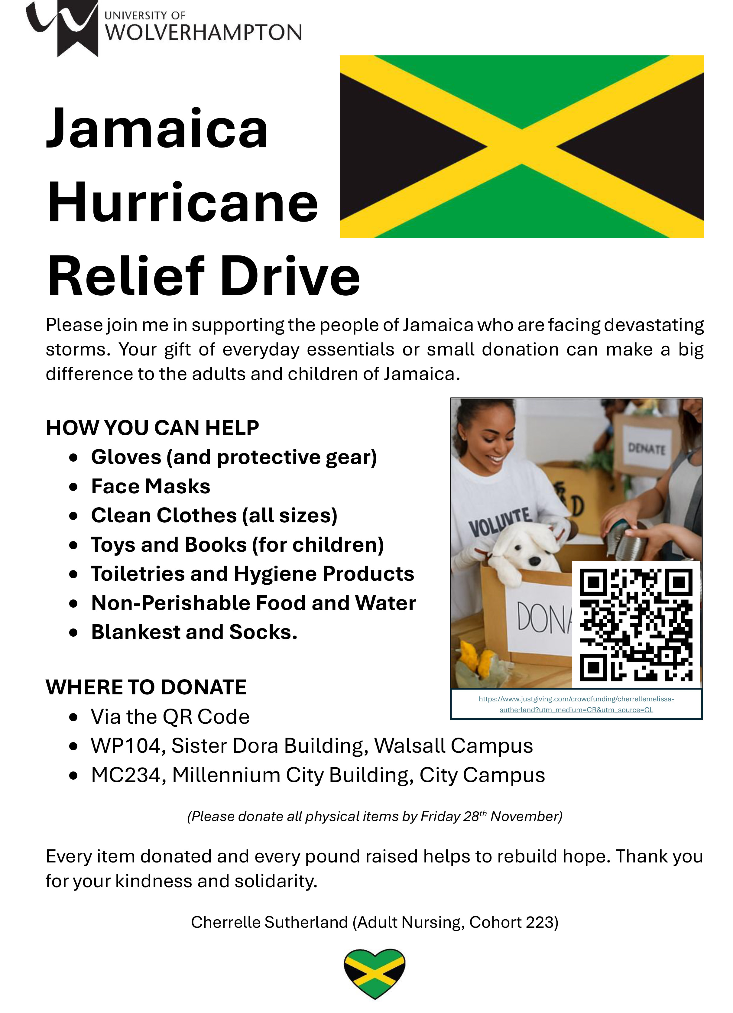 Jamaican Hurricane Relief Drive poster
