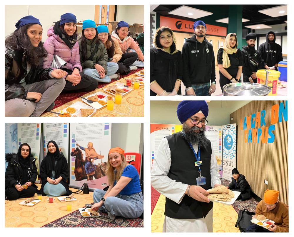 photo montage of students at staff at the Langar on campus