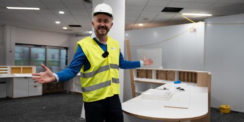 A portrait of Estates and Facilities Manager Adrian Jones in Harrison Library