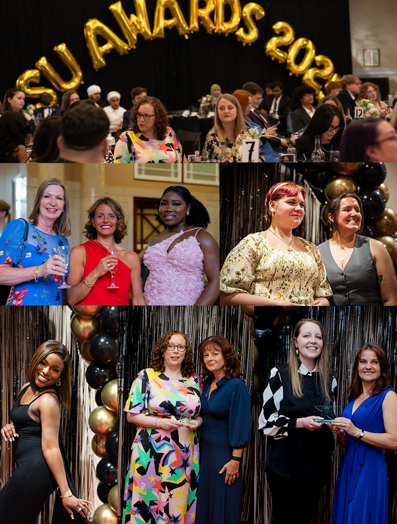 Students Union Awards 2025 montage of informal photographs from the night