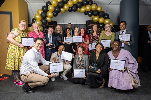 group photo of SU Award winners from 2023 holding their certificates