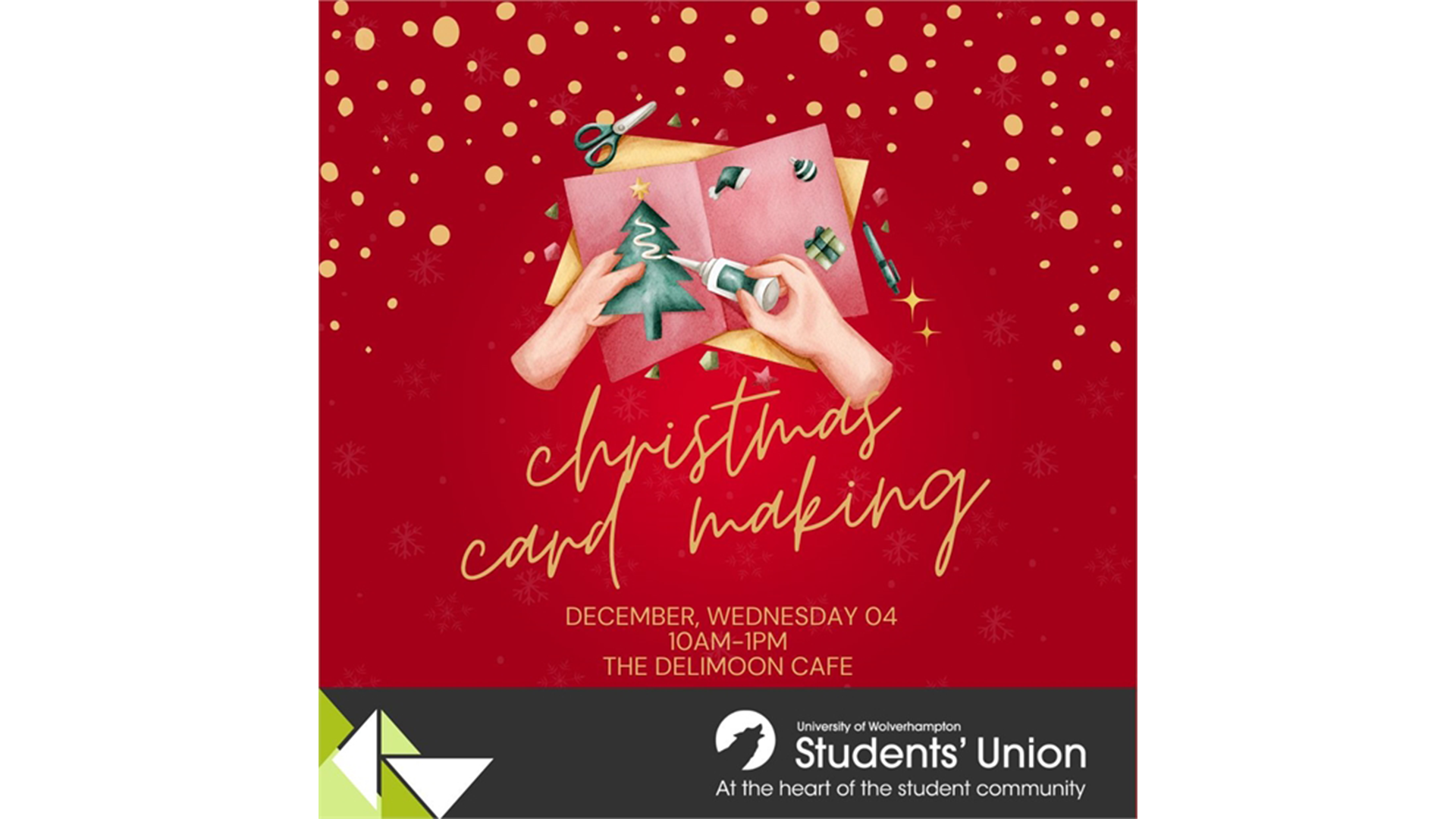 Students' Union Christmas card making crafting event illustration