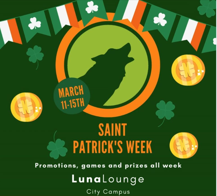 SU st. Patrick's week promotions games and prizes