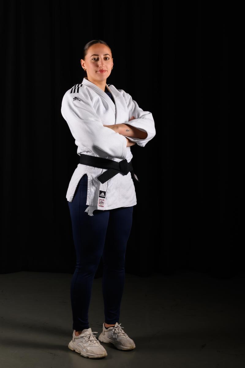 Sports scholarship student in judo pose