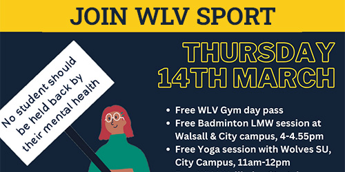 WLV Sport offer free activities on 14 March for Uni Mental Health Day