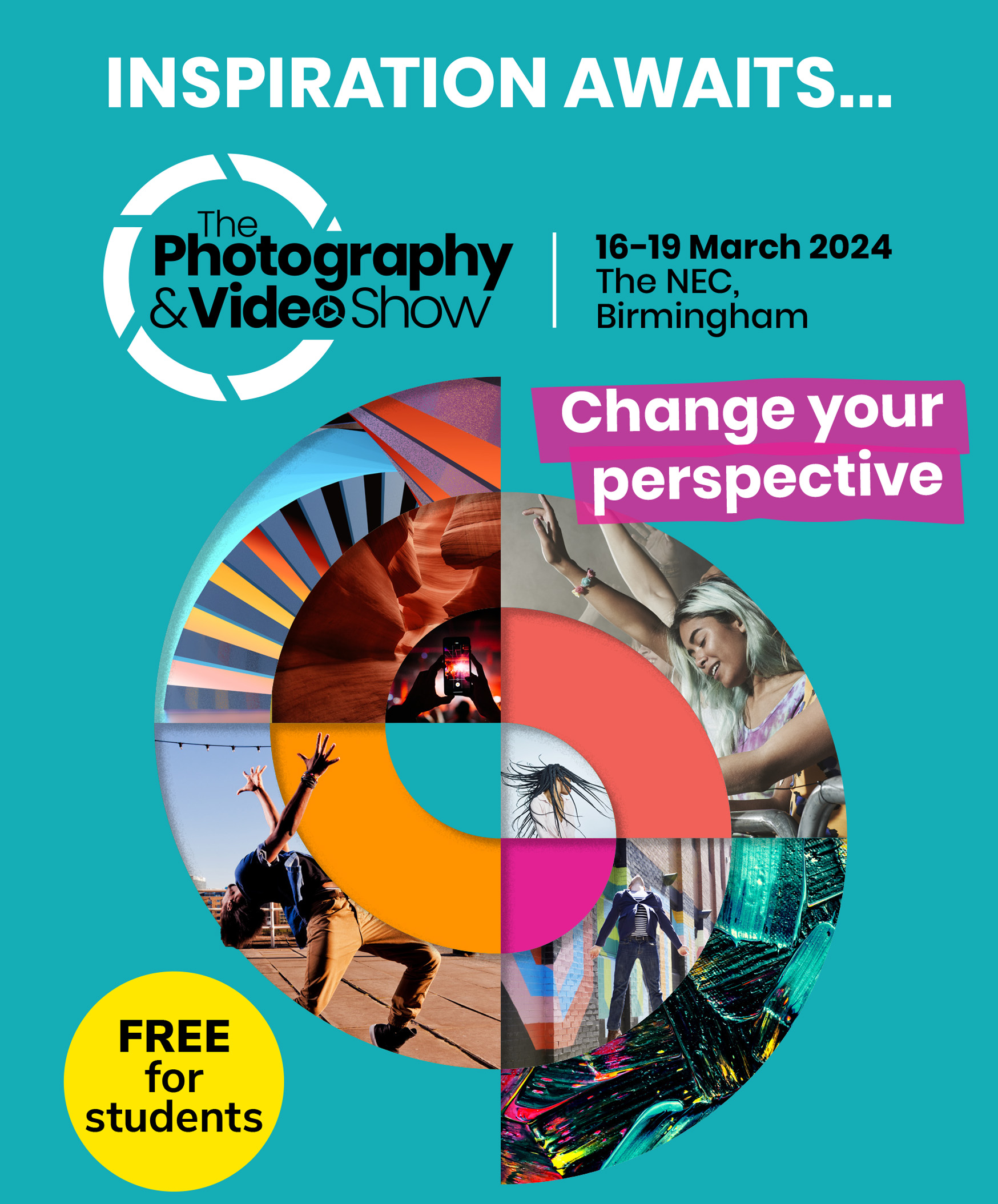 January 2024 Students go free to the Photography and Video Show 2024