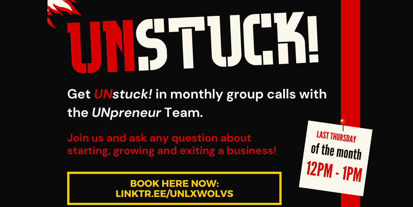 UNstuck event promotion - monthly events as unleashed programme business support programme