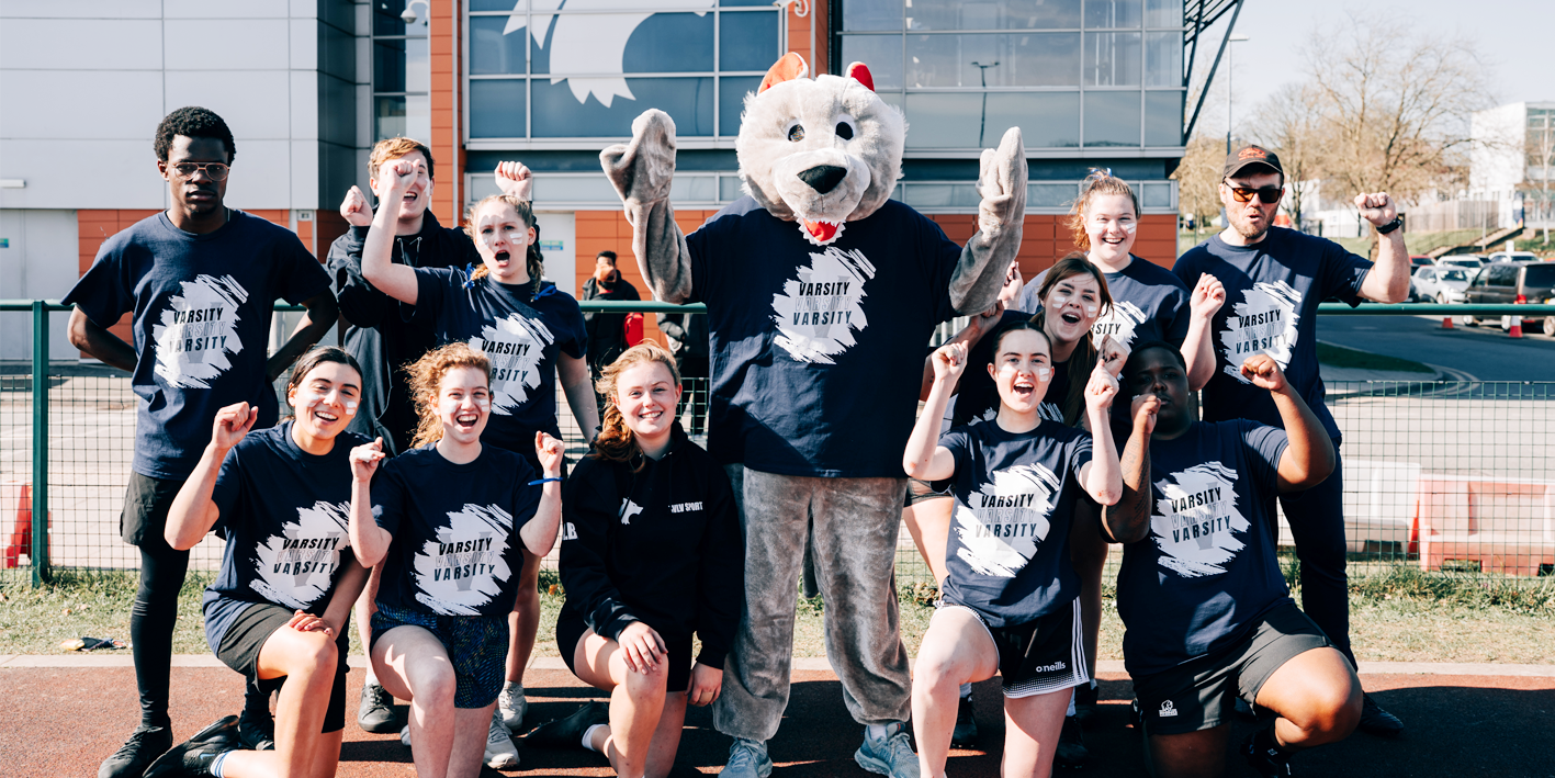 Group photo of students who participated in the Varsity Sport Festival at Walsall Campus