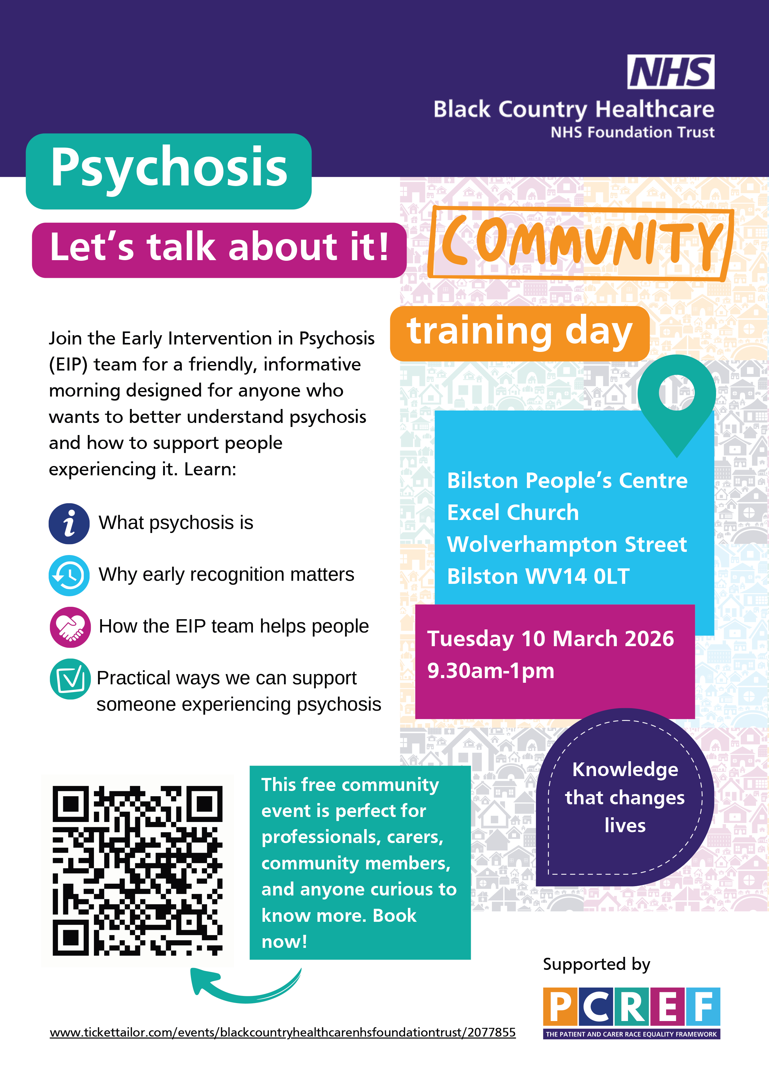 Black County Healthcare Psychosis community training event flyer