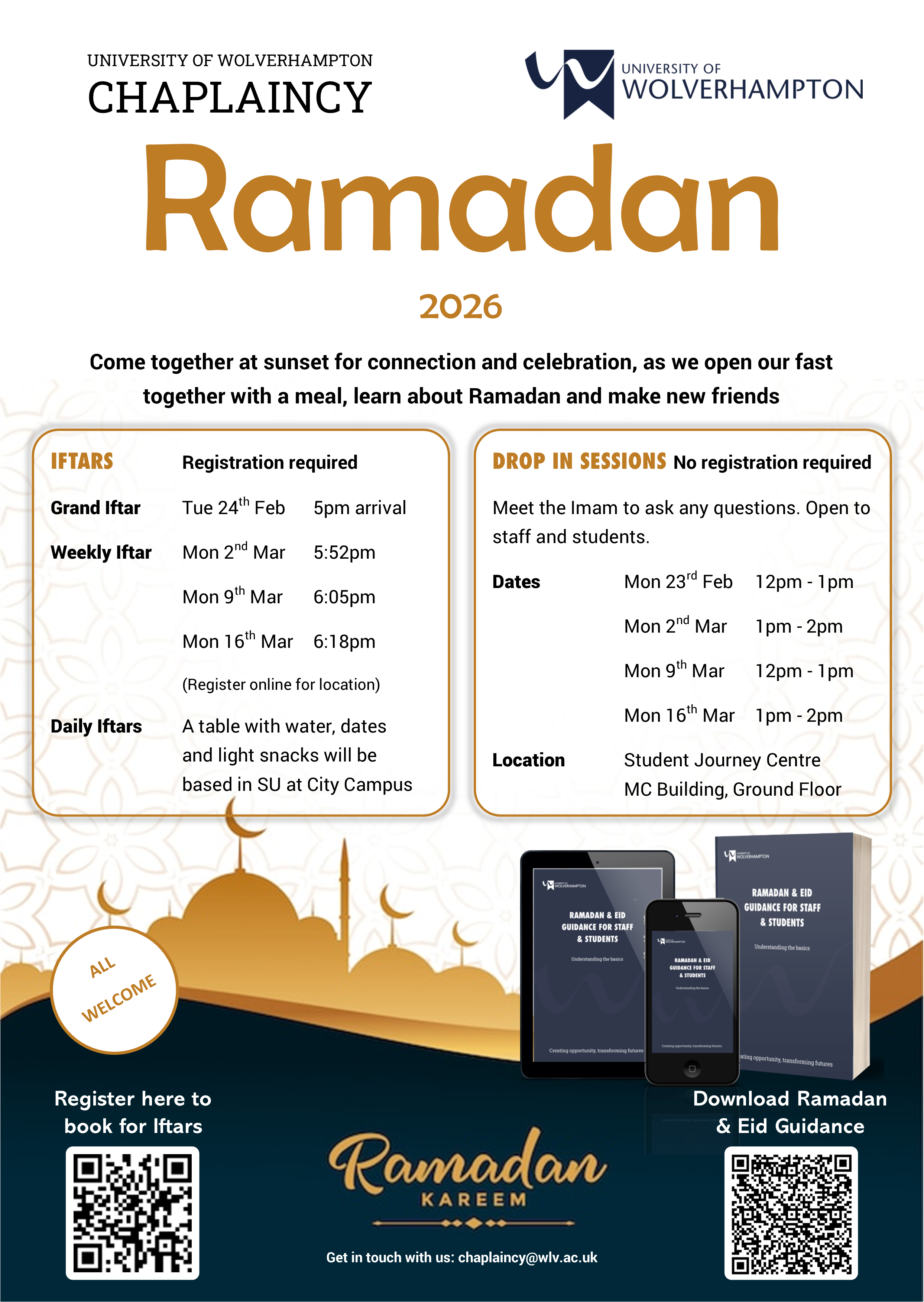 Ramadan Iftars and drop ins poster