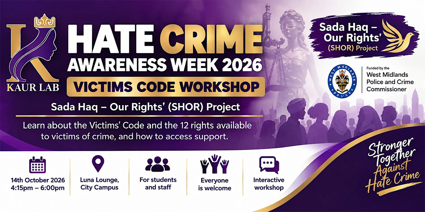 Asset promoting Hate Crime Awareness Week with event on 14 October 2026 at City Campus