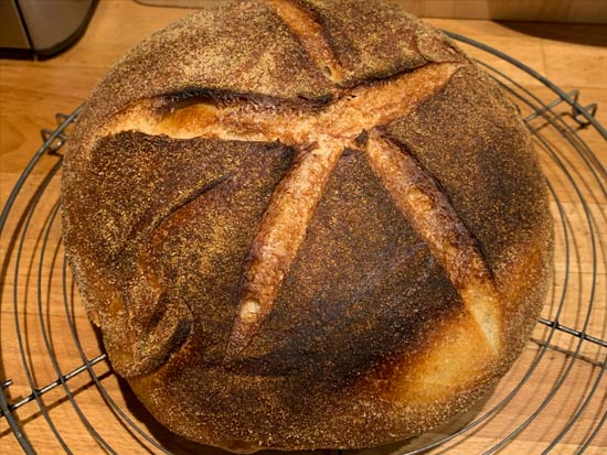 A loaf of sourdough bread baked by David Matheson