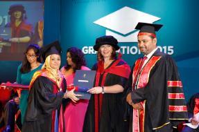 Deputy Vice-Chancellor Dr Anthea Gregory with M M Abdul Rahman Chairman BCAS during the graduation ceremony in Sri Lanka 