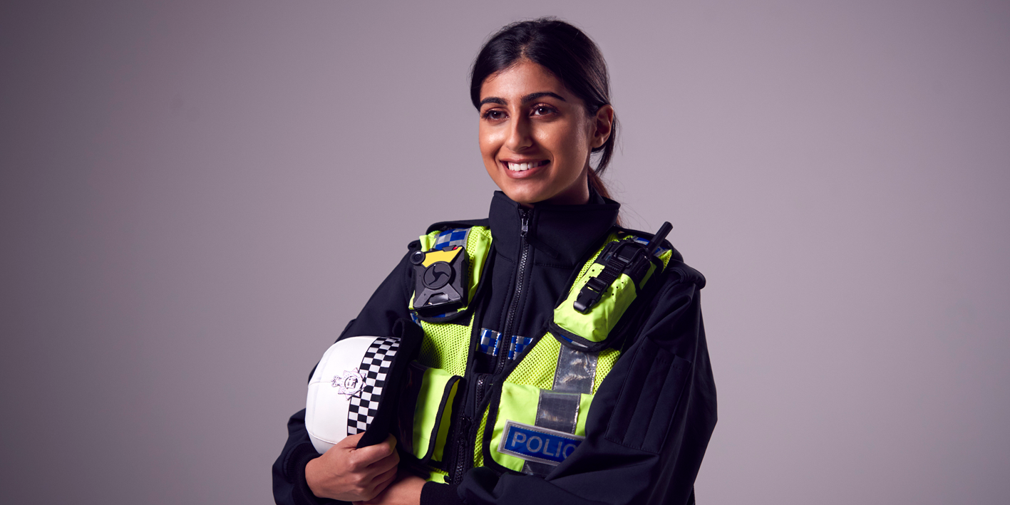 Female police officer smiling