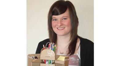 Laura Busby with her desk tidy design

