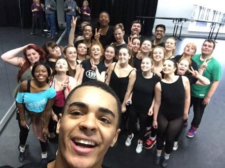 University of Wolverhampton first year Musical Theatre students at the Performance Hub, Walsall Campus, were given dance tips by acclaimed actor and dancer, Layton Williams.