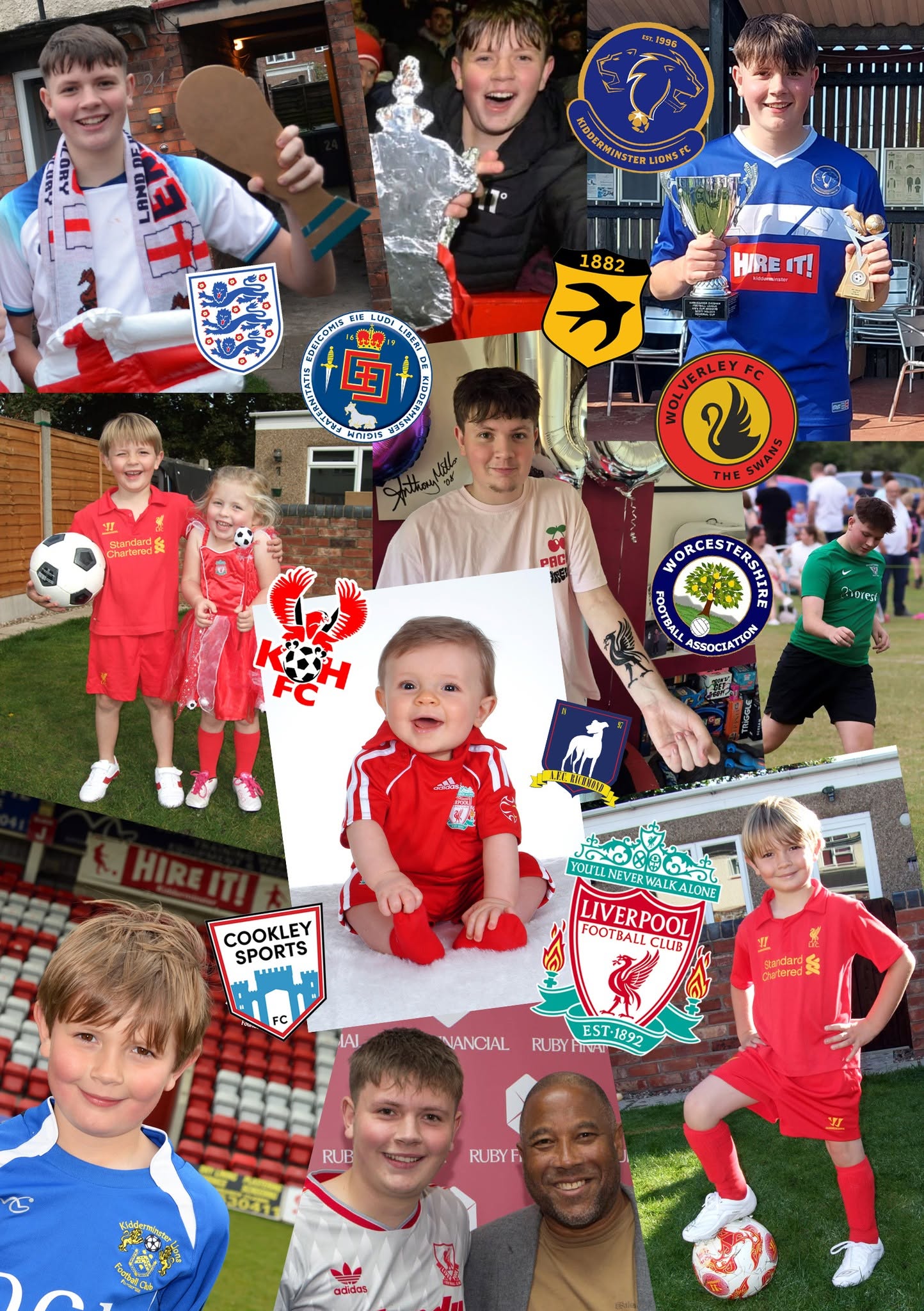 A collage of photographs Aaron Mills taken throughout his childhood.
