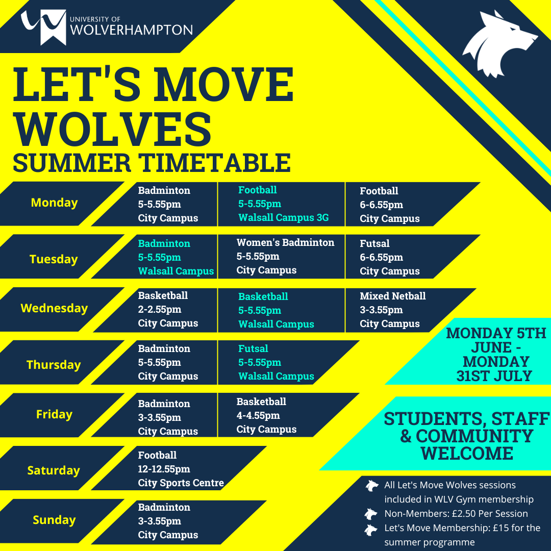 Let's Move Wolves - WLV Gym Summer Timetable