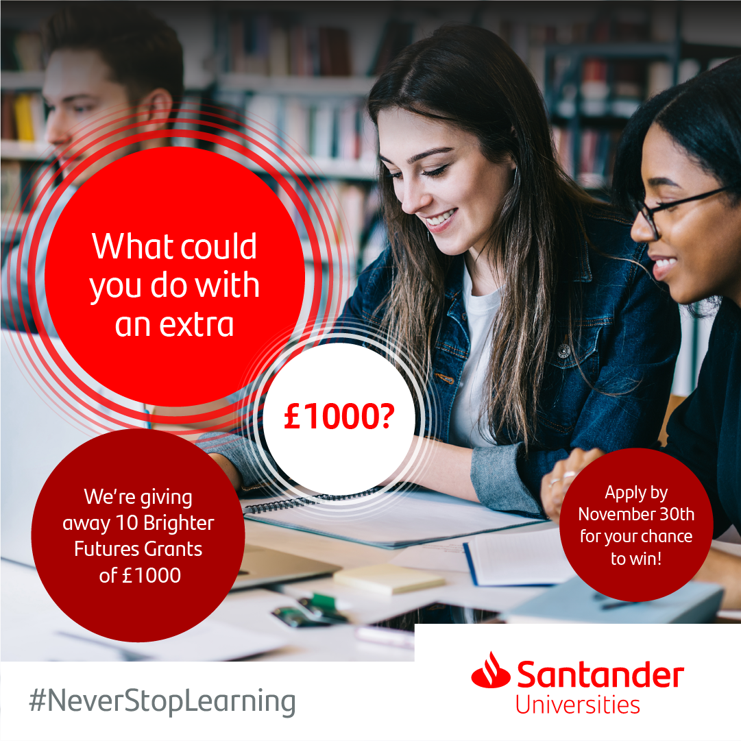 Santander Brighter Futures Never stop learning fund - 10 grants of £1,000