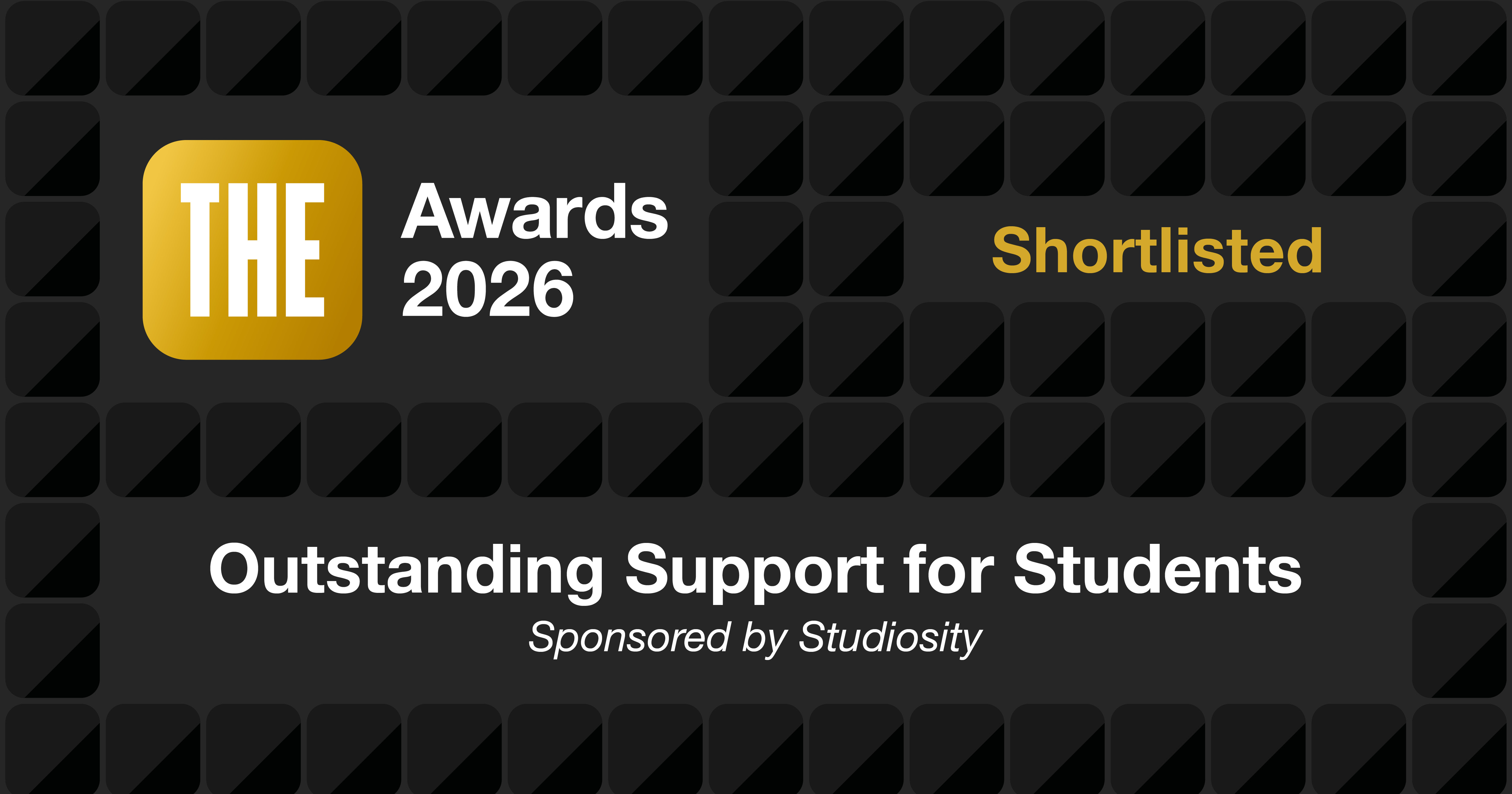 Black graphic with Awards 2026 in white and the word 'shortlisted' in gold