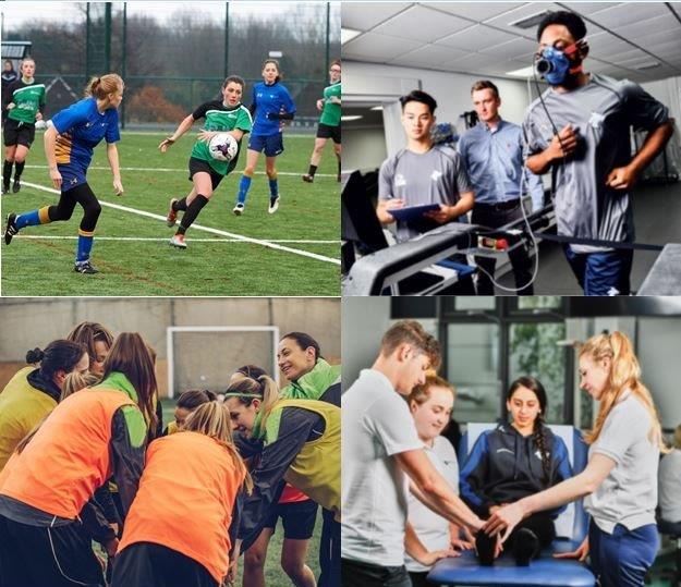 A collage of sports students 