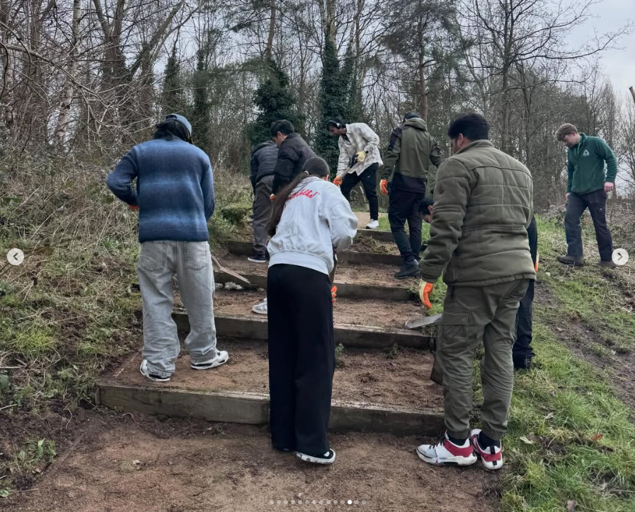 students gardening
