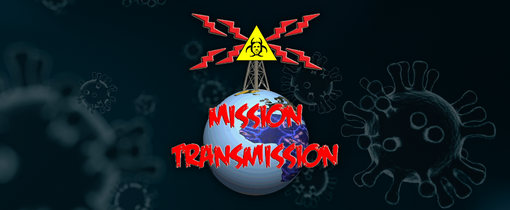 Mission Transmission logo of the world with a beacon on top.