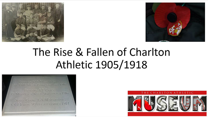 Rise and fall of Charlton Athletic FC - a collage of images including the logo of the Charlton Athletic Museum.