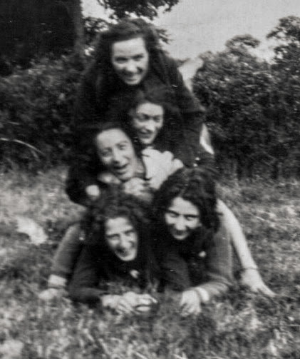 Lizzy Ashcroft, individual’s name yet to be confirmed, Andree Gauckler, Margaret Thornborough and Lily Parr. Dick Kerr Legends still raising money in the 1930s (Source: Author’s Collection)