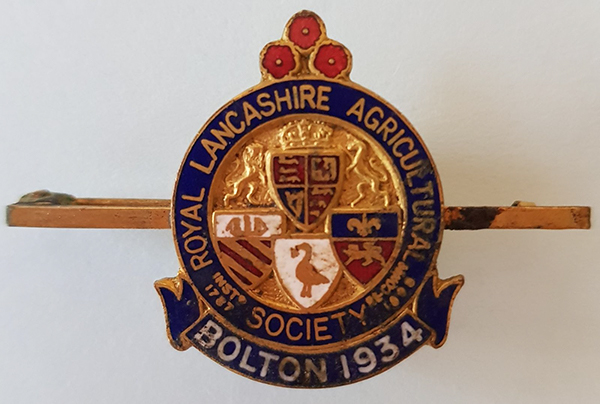 Medal awarded to Lizzy Ashcroft at the Royal Lancashire Agricultural Show 1934 ‘England v Belgium’  (Source: Author’s collection)