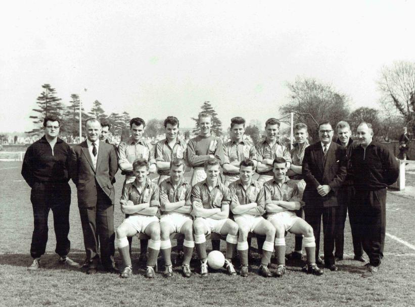 A black and white image of 29 Coy Royal Army Ordinance Corps Football Team