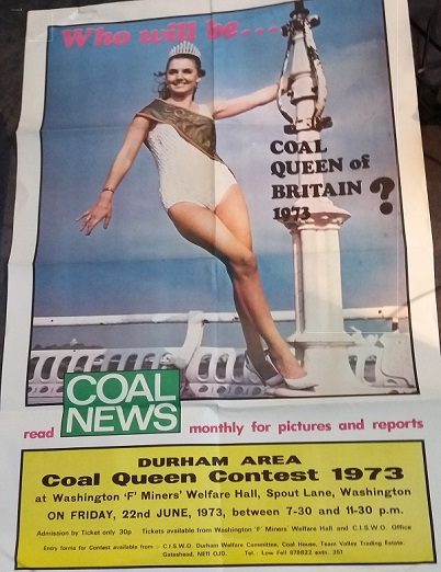 National Coal Board advertisement for Coal Queen competition, featuring a women in a swimsuit by the seaside
