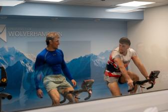 Two athletes in the heat chamber Walsall Campus
