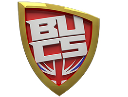 British Universities and Colleges Sport logo, a red shield design displaying the BUCS acronym and the Union Flag
