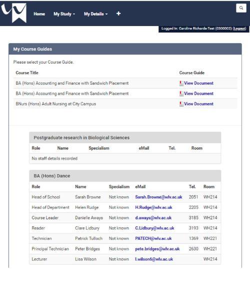 e:Vision My Course Guides page 