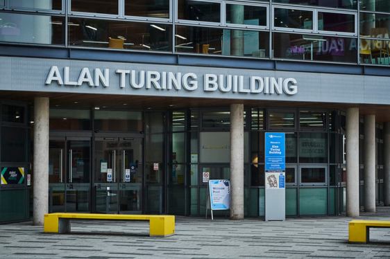 Image of the Alan Turing building exterior used by the School of Engineering, Computing and Mathematical Sciences