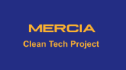 Logo for Mercia Clean Tech Project in blue and yellow