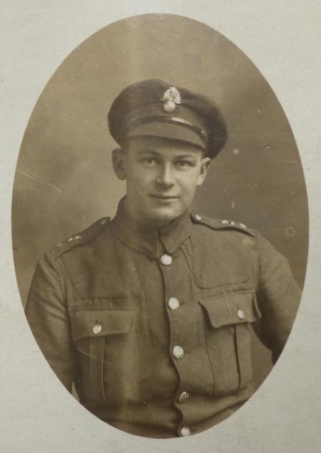 Private Charles Reuben Clements in army uniform at the beginning of his service