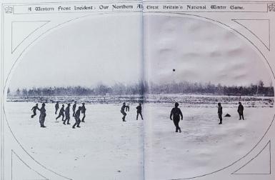 1917 Russian Soldiers Playing Football on Ice on the Western Front