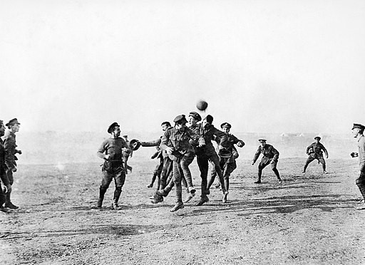 British Troops playing football, Salonika, Greece, Christmas Day, 1915
