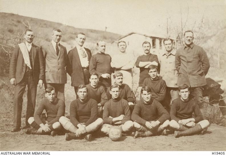 Group photo of members of the English international football team from Turkish POW camps at Belemedick