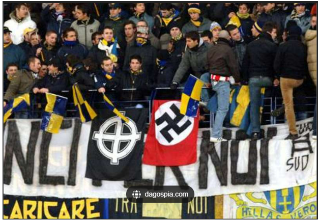 Verona Fans Displaying A Swastika and A Fascist Symbol