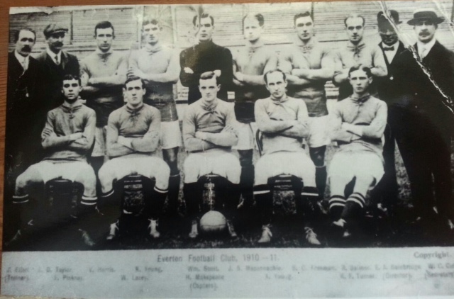 Everton FC Team Photo 1910/1911: Ernie - Front Row, First Left.