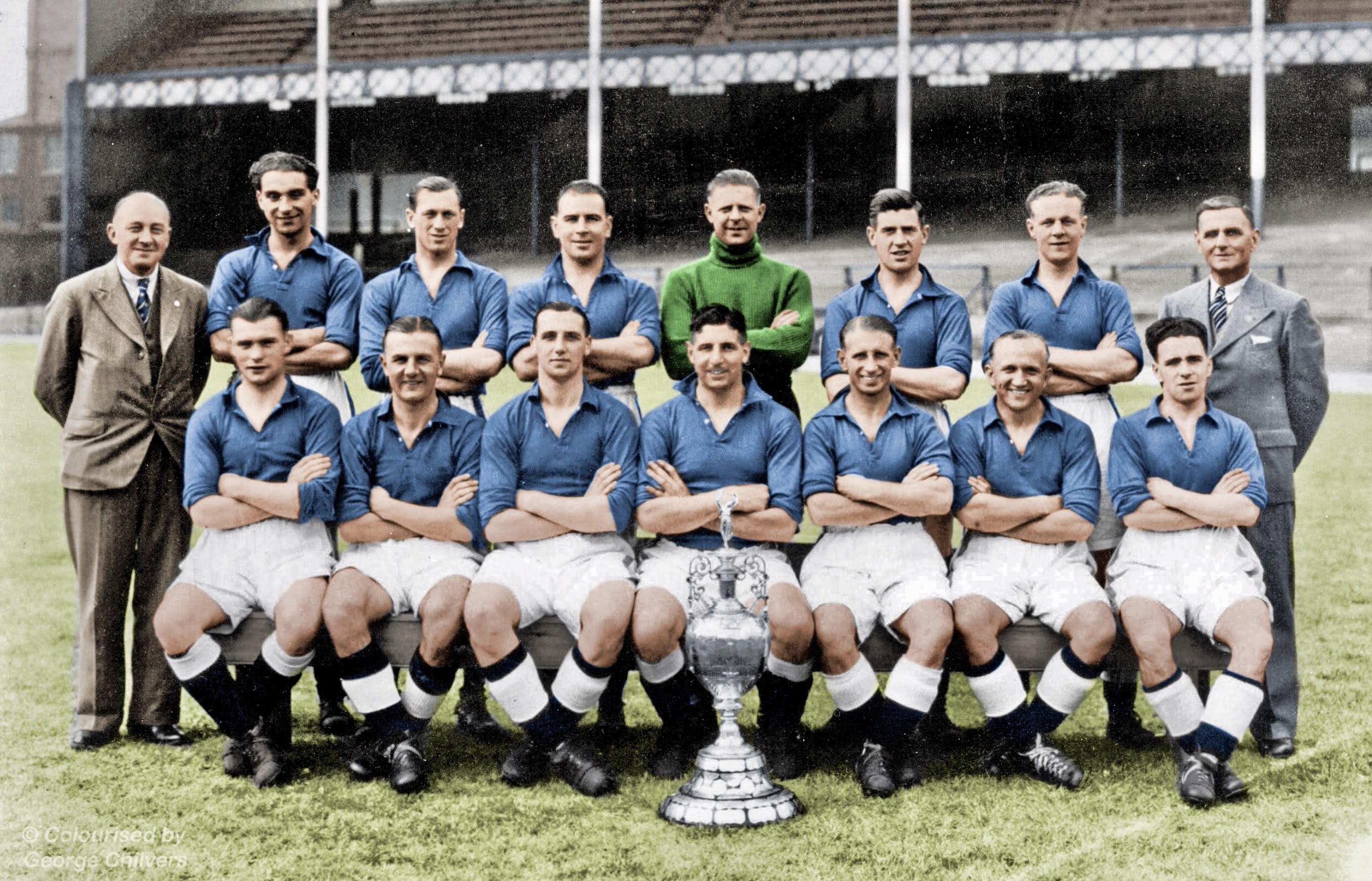 The Everton FC 1938/39 team (colourised by George Chilvers)