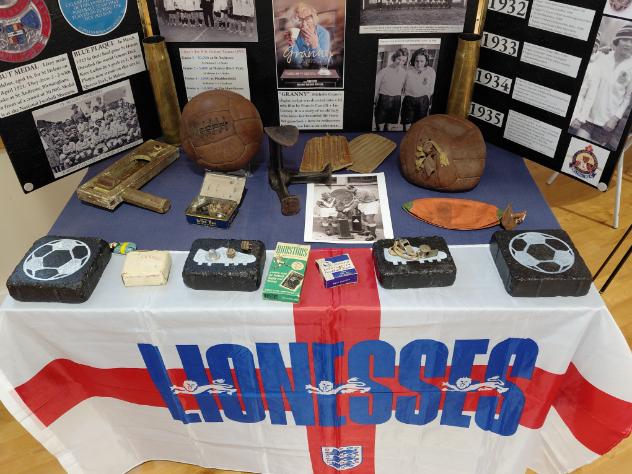 Exhibition Stand Featuring Old Football Equipment and Kit!
