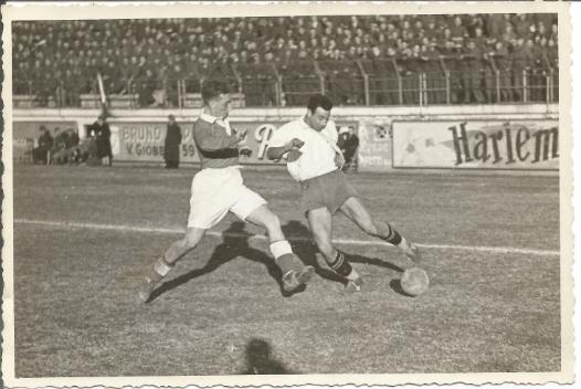 John Bradshaw playing football in 1945 at Int. Stadium Rome