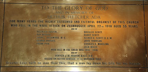 The Memorial Plaque in the Baptist Church, Marlow Road, Maidenhead