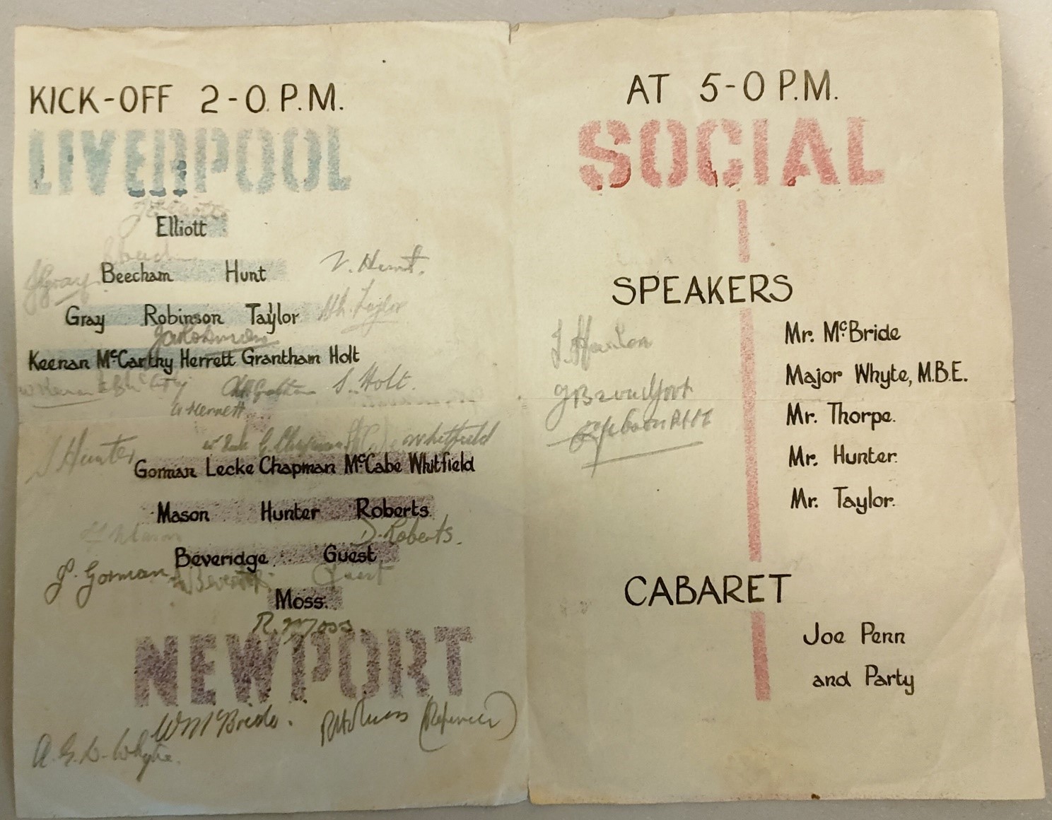 POW Football Cup Final Programme