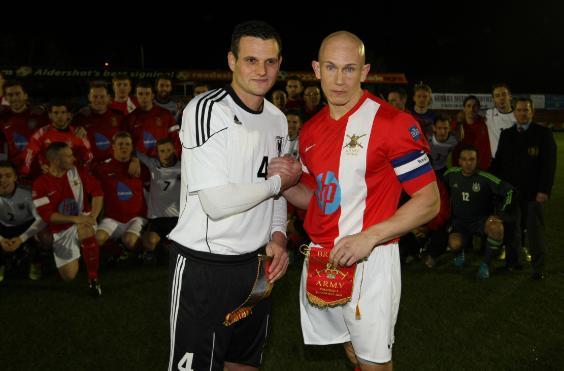 The two captains at the 2014 Game of Truce at Aldershot Town FC